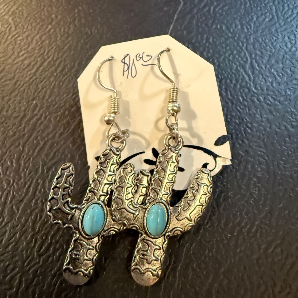 Cactus and turquoise earrings